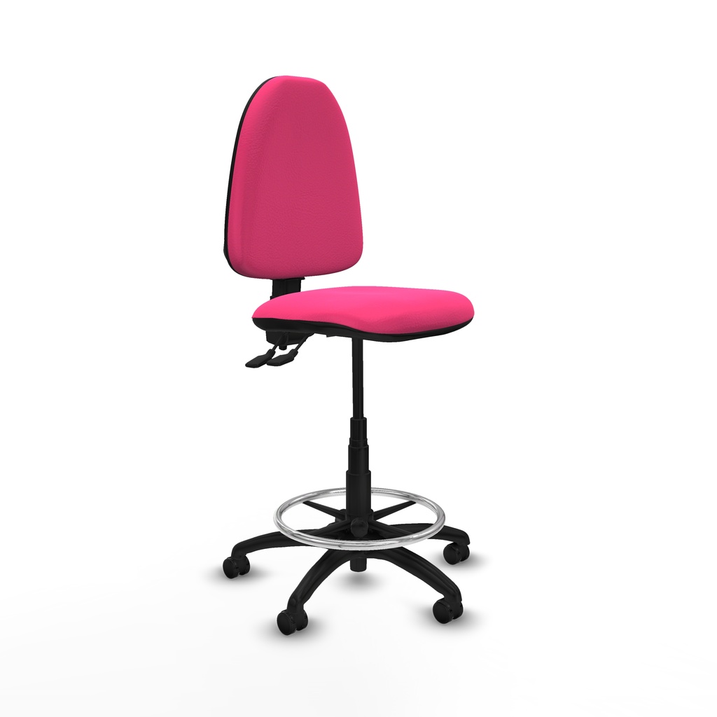 Taburete Aýna CPDM similpiel rosa base poliamida ruedas autofrenantes 50mm