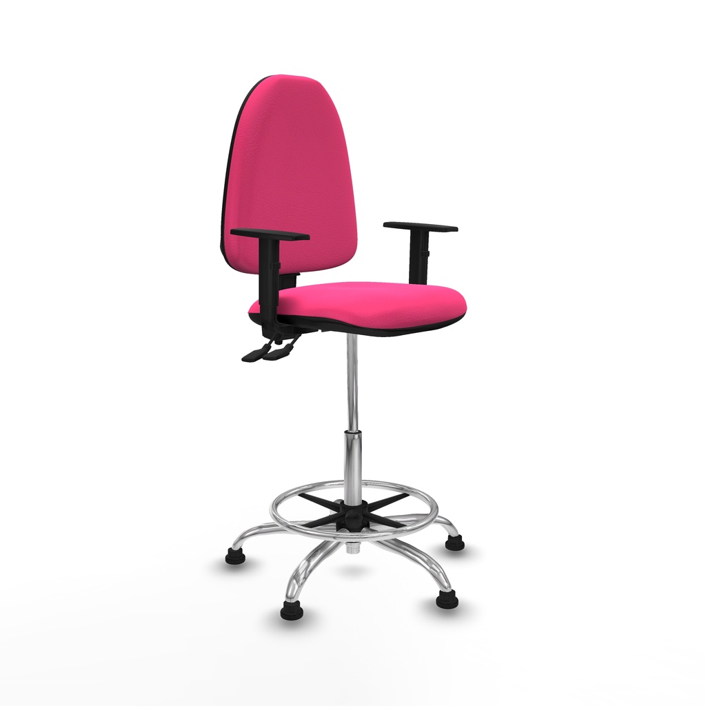 Taburete Aýna CPDM similpiel rosa brazos 1D base cromada topes