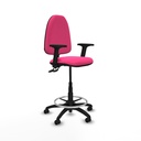 Taburete Aýna CPDM similpiel rosa brazos 2D base poliamida ruedas autofrenantes 50mm