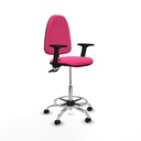 Taburete Aýna CPDM similpiel rosa brazos 2D base cromada ruedas autofrenantes 50mm