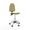 Taburete Aýna CPDM similpiel crema base cromada ruedas engomadas 50mm