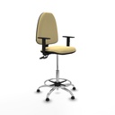 Taburete Aýna CPDM similpiel crema brazos 1D base cromada topes