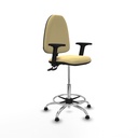Taburete Aýna CPDM similpiel crema brazos 2D base cromada topes