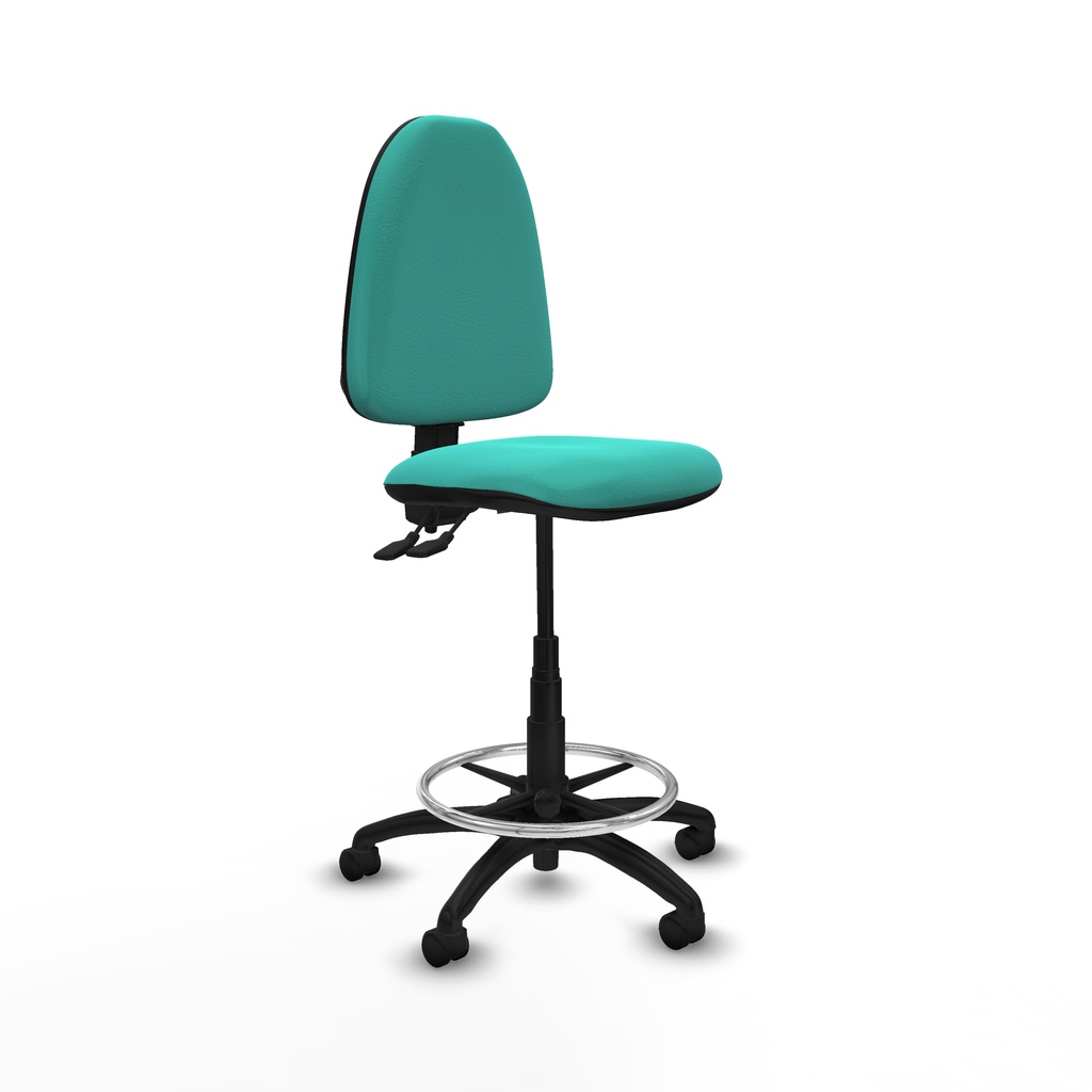 Taburete Aýna CPDM similpiel turquesa base poliamida ruedas nailon 50mm
