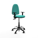 Taburete Aýna CPDM similpiel turquesa brazos 1D base poliamida ruedas autofrenantes 50mm