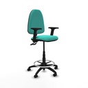 Taburete Aýna CPDM similpiel turquesa brazos 2D base poliamida ruedas engomadas 50mm