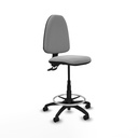 Taburete Aýna CPDM similpiel gris claro base poliamida ruedas nailon 50mm