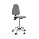 Taburete Aýna CPDM similpiel gris claro base cromada ruedas autofrenantes 50mm