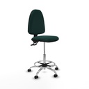 Taburete Aýna CPDM similpiel verde botella base cromada ruedas autofrenantes 50mm