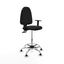 Taburete Aýna CPDM similpiel negro brazos 1D base cromada topes
