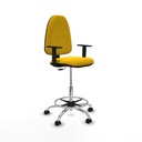 Taburete Aýna CP bali amarillo brazos 1D base cromada ruedas autofrenantes 50mm
