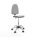 Taburete Aýna CP bali blanco base cromada ruedas autofrenantes 50mm