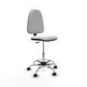 Taburete Aýna CP bali blanco base cromada ruedas nailon 50mm