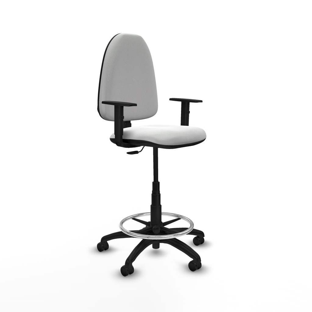 Taburete Aýna CP bali blanco brazos 1D base poliamida ruedas autofrenantes 50mm