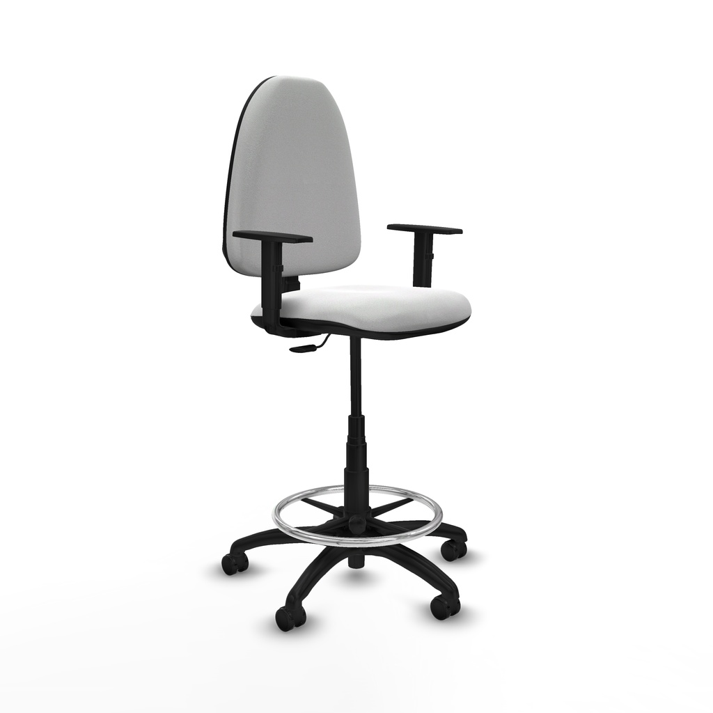 Taburete Aýna CP bali blanco brazos 1D base poliamida ruedas engomadas 50mm