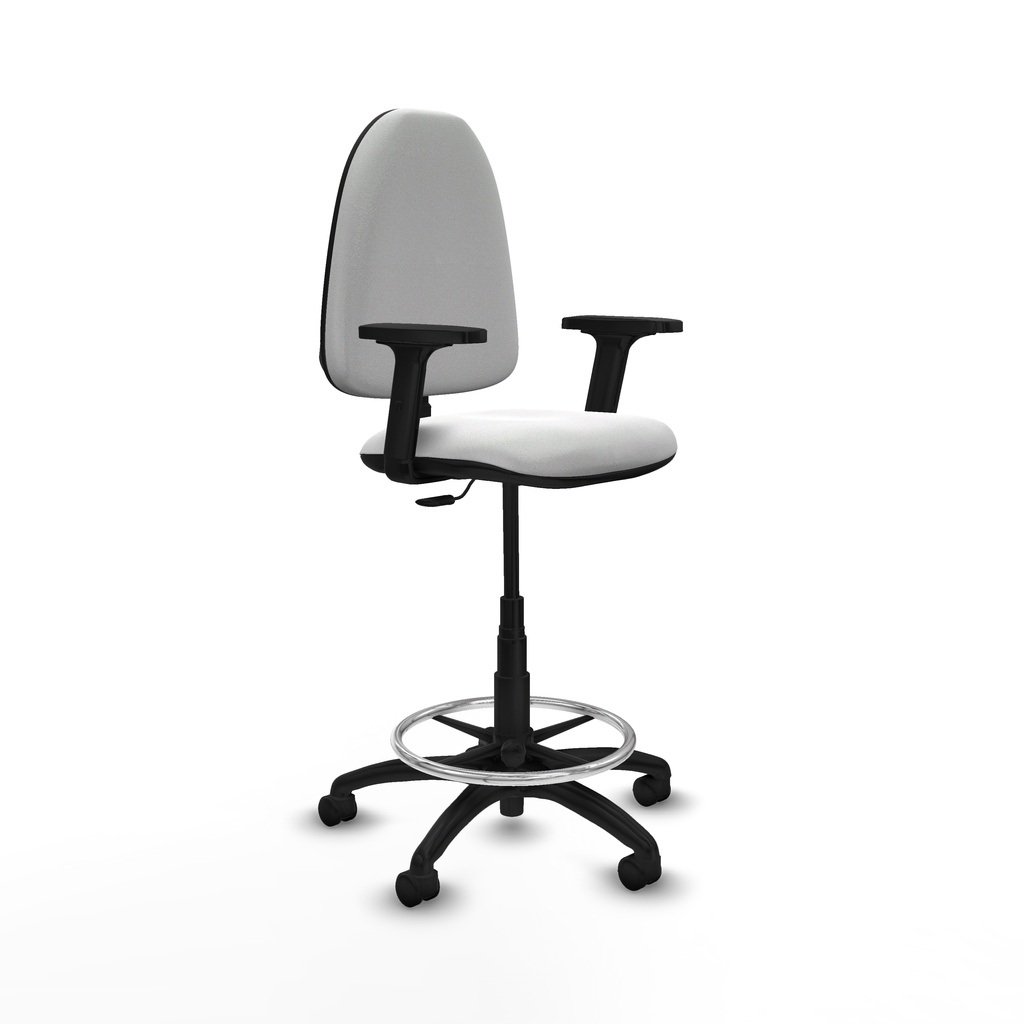 Taburete Aýna CP bali blanco brazos 2D base poliamida ruedas nailon 50mm