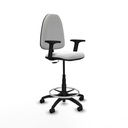 Taburete Aýna CP bali blanco brazos 2D base poliamida ruedas nailon 50mm
