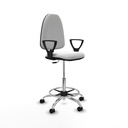 Taburete Aýna CP bali blanco brazos fijos base cromada ruedas nailon 50mm