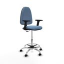 Taburete Aýna CP bali azul cielo brazos 2D base cromada ruedas engomadas 50mm