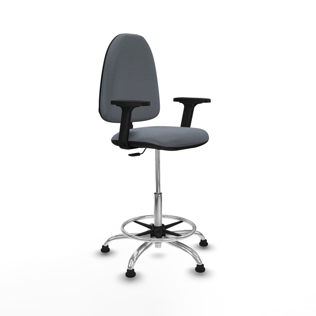 Taburete Aýna CP bali gris brazos 2D base cromada topes