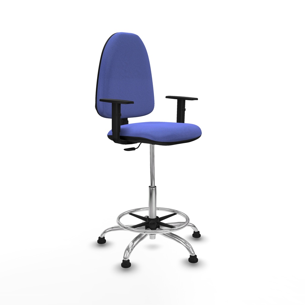 Taburete Aýna CP bali azul claro brazos 1D base cromada topes