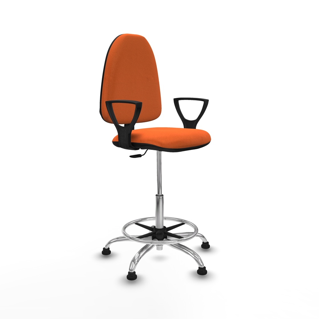 Taburete Aýna CP bali naranja brazos fijos base cromada topes