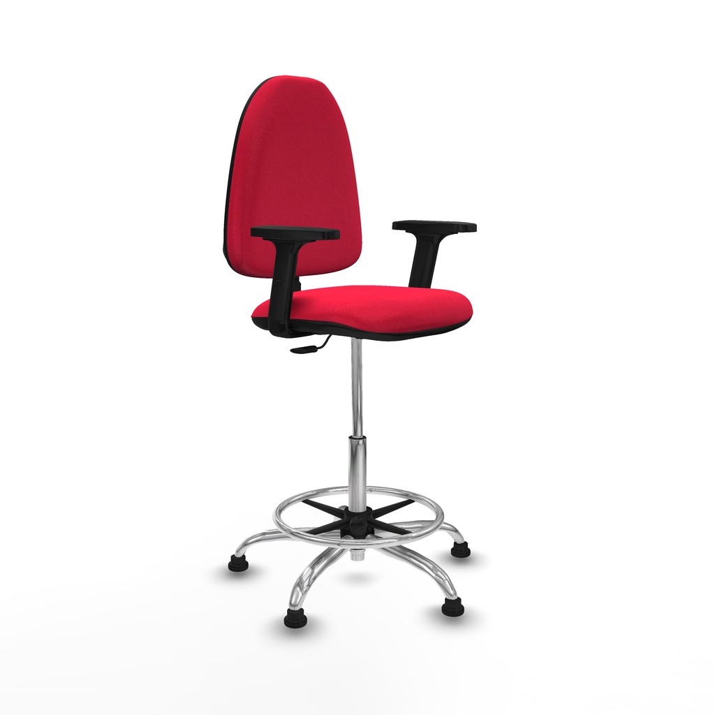 Taburete Aýna CP bali rojo brazos 2D base cromada topes