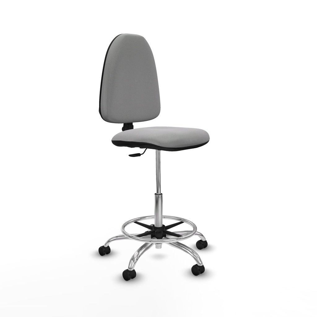 Taburete Aýna CP bali gris claro base cromada ruedas engomadas 50mm