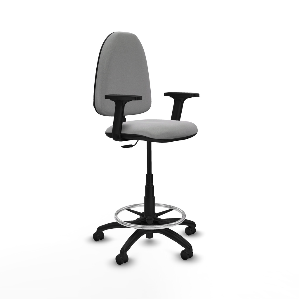 Taburete Aýna CP bali gris claro brazos 2D base poliamida ruedas autofrenantes 50mm