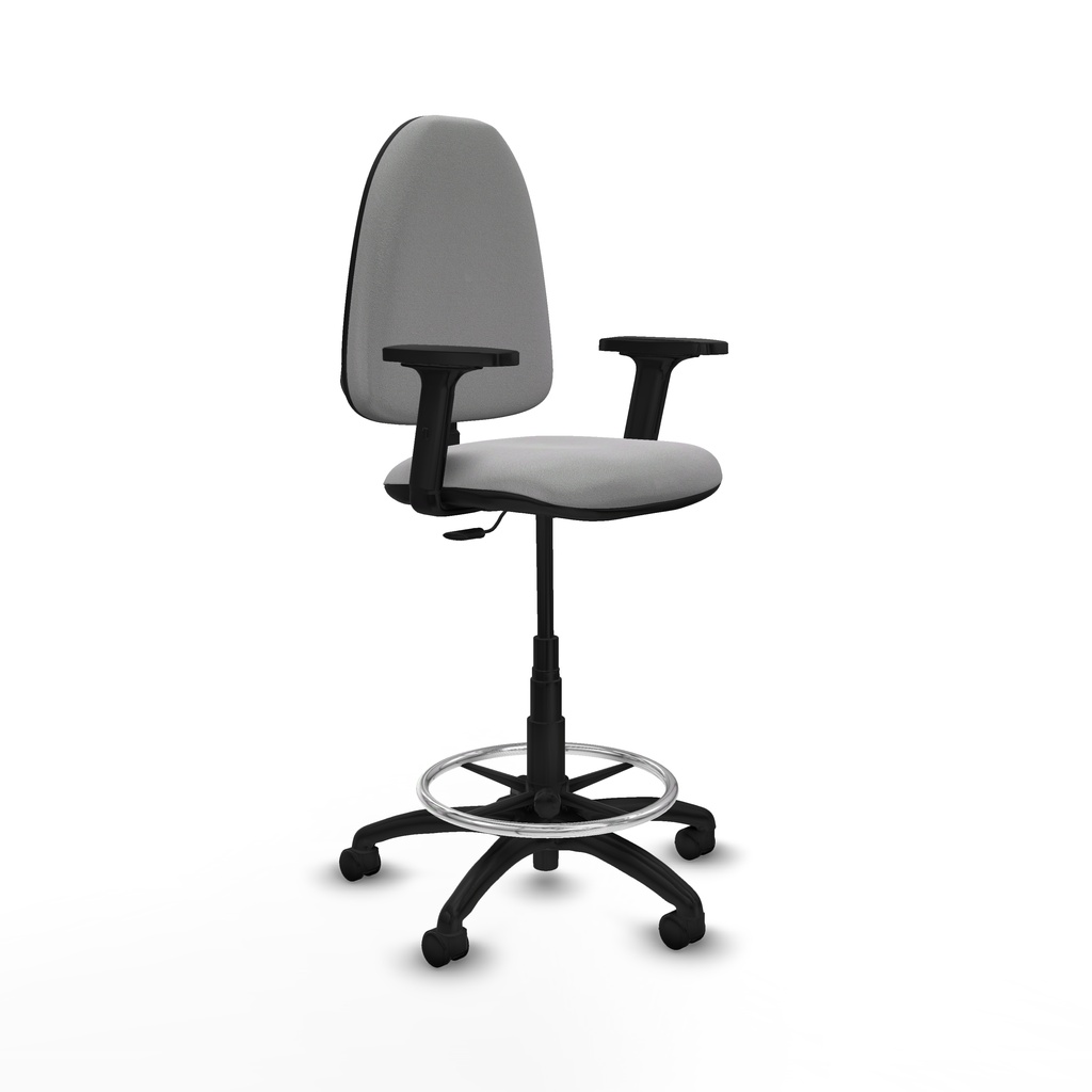 Taburete Aýna CP bali gris claro brazos 2D base poliamida ruedas nailon 50mm