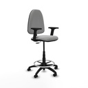 Taburete Aýna CP bali gris claro brazos 2D base poliamida ruedas engomadas 50mm