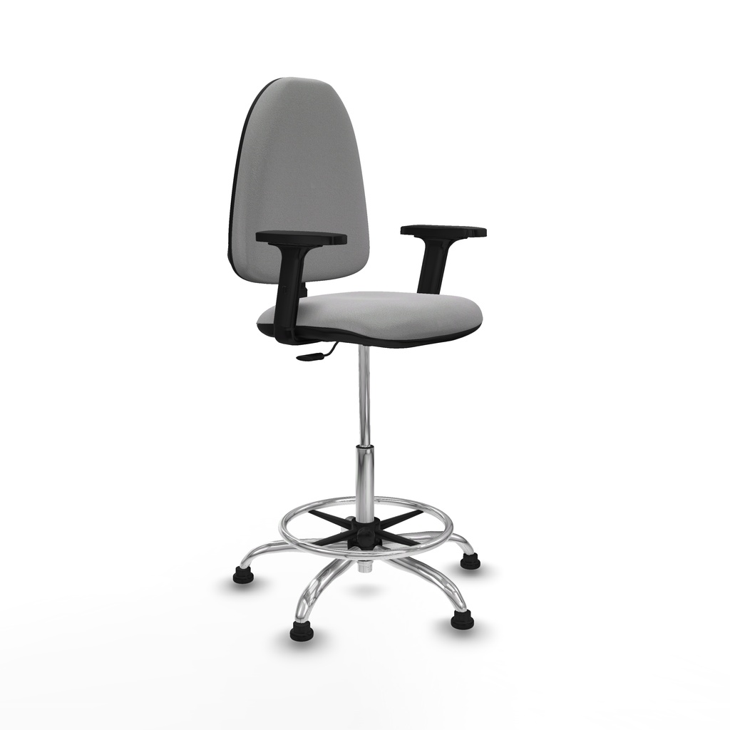 Taburete Aýna CP bali gris claro brazos 2D base cromada topes