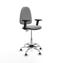 Taburete Aýna CP bali gris claro brazos 2D base cromada topes