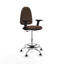 Taburete Aýna CP bali marrón oscuro brazos 2D base cromada topes