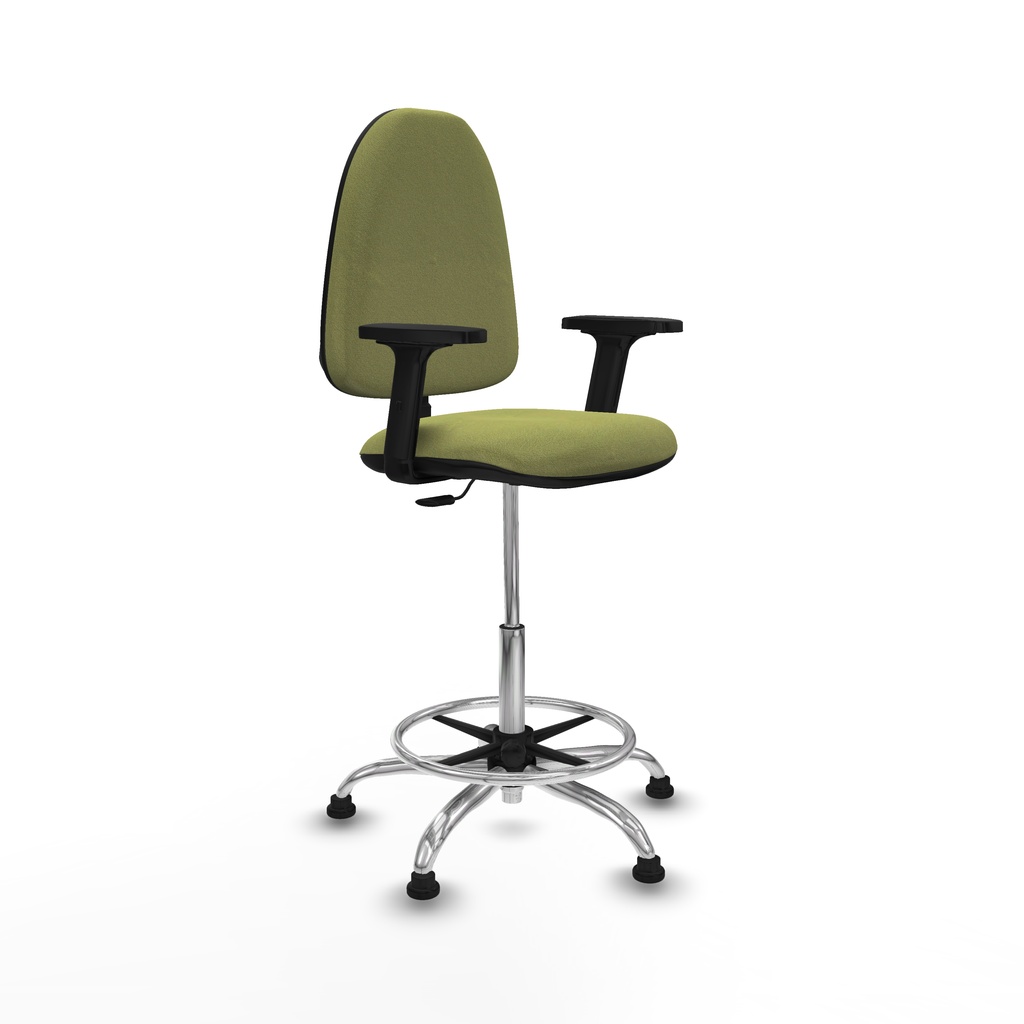 Taburete Aýna CP bali verde oliva brazos 2D base cromada topes