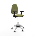 Taburete Aýna CP bali verde oliva brazos 2D base cromada topes