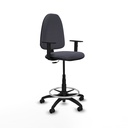 Taburete Aýna CP bali gris oscuro brazos 1D base poliamida ruedas engomadas 50mm