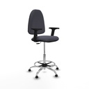 Taburete Aýna CP bali gris oscuro brazos 2D base cromada topes