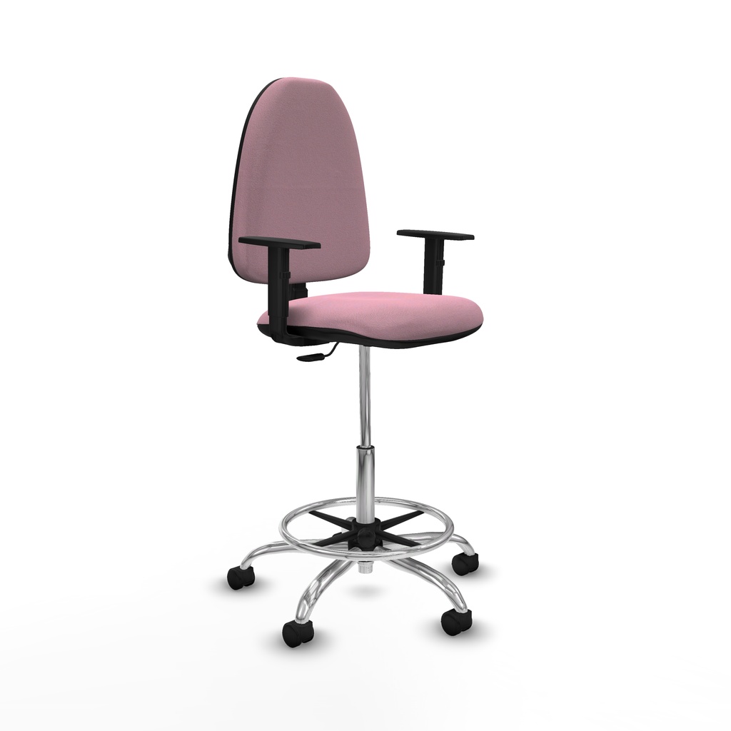 Taburete Aýna CP bali rosa brazos 1D base cromada ruedas nailon 50mm