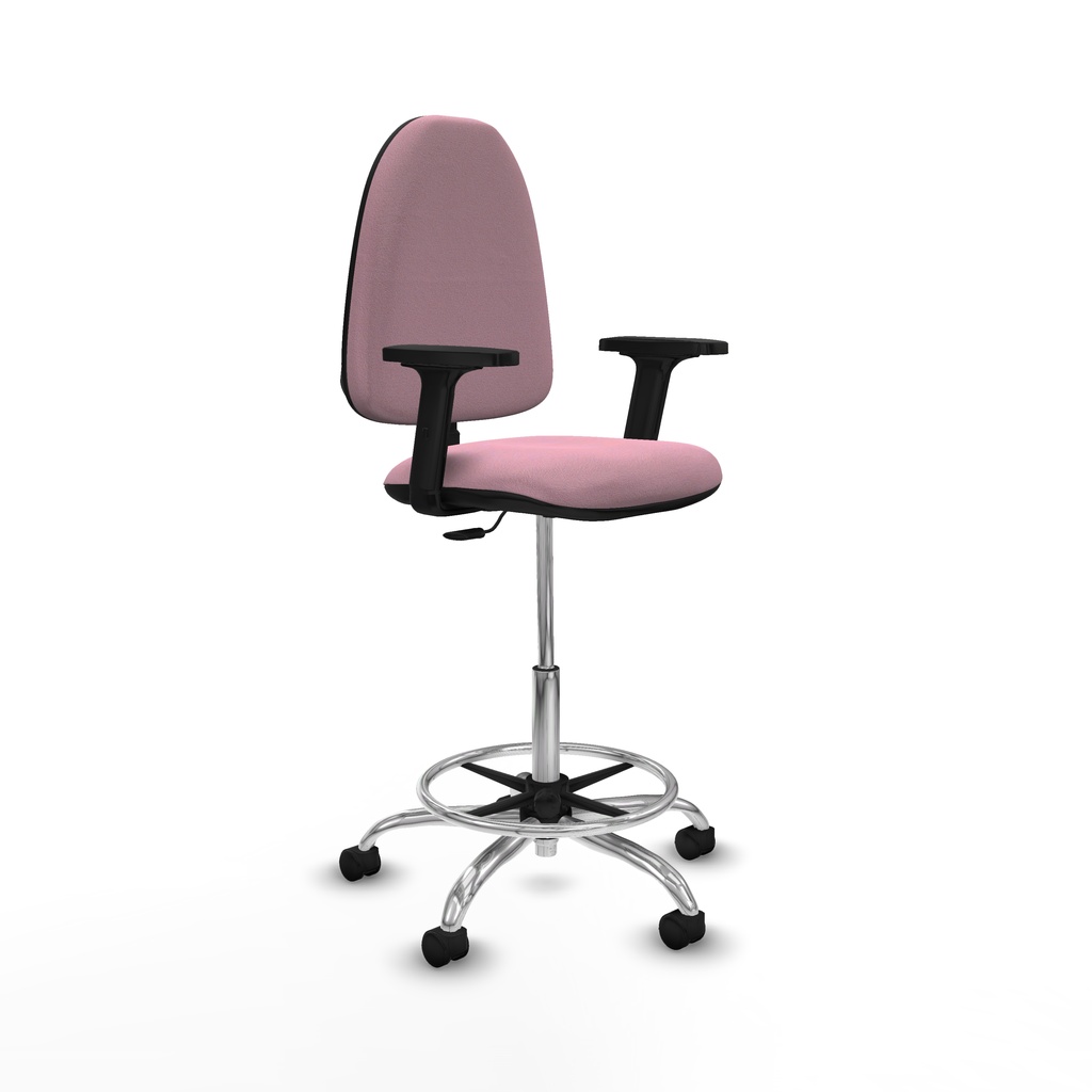 Taburete Aýna CP bali rosa brazos 2D base cromada ruedas nailon 50mm