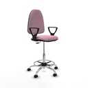 Taburete Aýna CP bali rosa brazos fijos base cromada ruedas engomadas 50mm