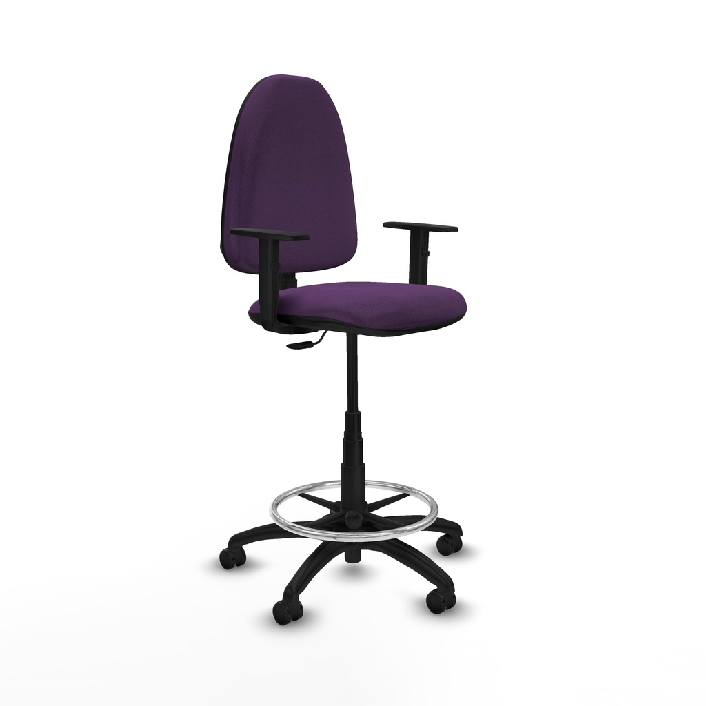 Taburete Aýna CP bali morado brazos 1D base poliamida ruedas autofrenantes 50mm