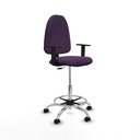 Taburete Aýna CP bali morado brazos 1D base cromada ruedas autofrenantes 50mm