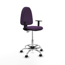 Taburete Aýna CP bali morado brazos 1D base cromada ruedas nailon 50mm