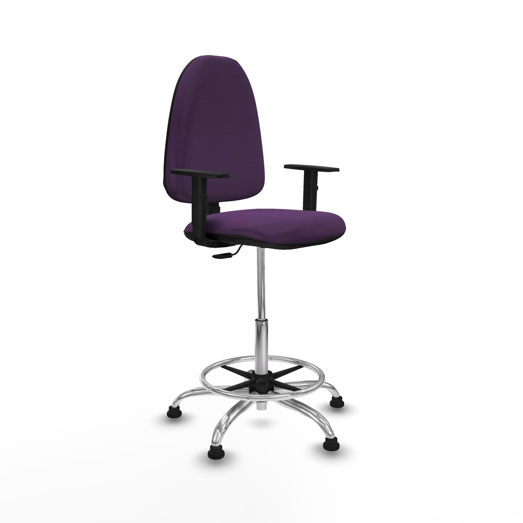 Taburete Aýna CP bali morado brazos 1D base cromada topes