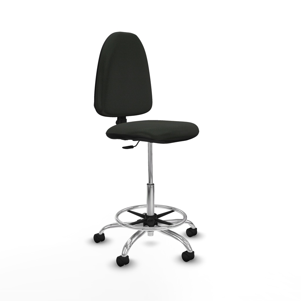 Taburete Aýna CP bali negro base cromada ruedas nailon 50mm
