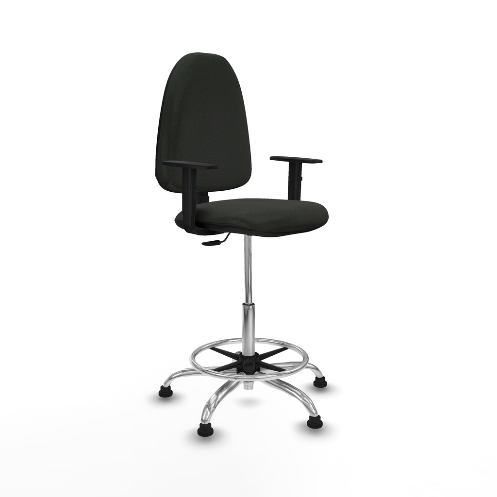 Taburete Aýna CP bali negro brazos 1D base cromada topes