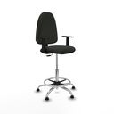 Taburete Aýna CP bali negro brazos 1D base cromada topes