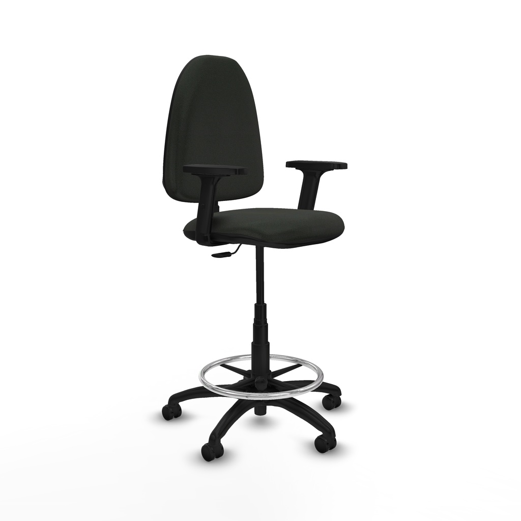 Taburete Aýna CP bali negro brazos 2D base poliamida ruedas autofrenantes 50mm