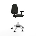 Taburete Aýna CP bali negro brazos 2D base cromada ruedas autofrenantes 50mm